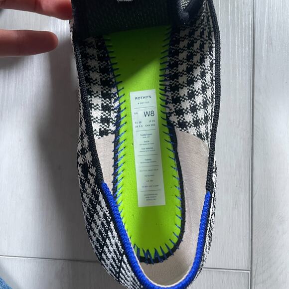 Rothy's Women's 8 The Flat Picnic Checkered Black White Round Toe Ballet - Picture 7 of 7